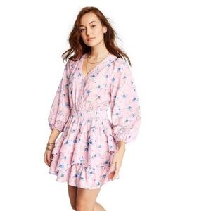 LoveShackFancy Target Pink Cotton Floral Mini Dress Large